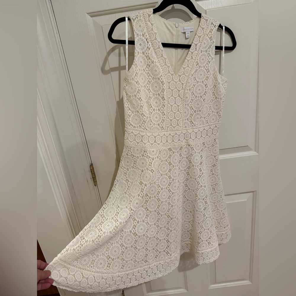 Charter Club Cream Sleeveless V-Neck A-Line Mini Dress- size Petite M